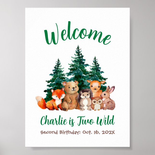 Woodland 2e anniversaire Forêt Animaux Affiche de  (Devant)