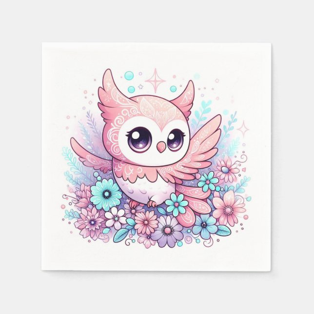 Woodland Adorable Owl Babydusche Serviette (Vorderseite)
