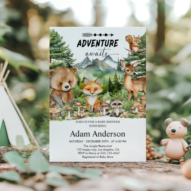 Woodland Adventure Baby Shower Invitation | Forest Einladung (Von Creator hochgeladen)