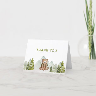 Woodland Adventure Baby shower Merci Cartes