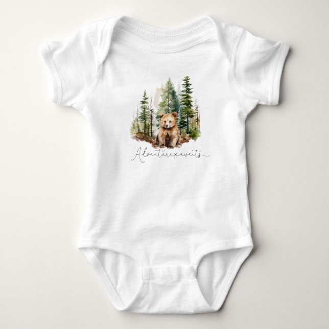 Woodland Adventure erwartet Baby Dusche Geschenk Strampler (Vorderseite)