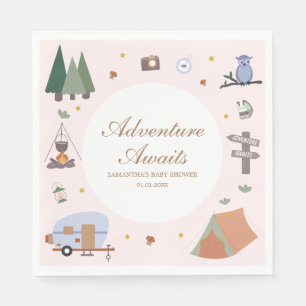 Woodland Adventure erwartet Camping Baby Shower Serviette