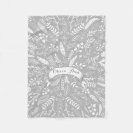 Woodland Adventure Leaf Ferns Muster Personalisier Fleecedecke