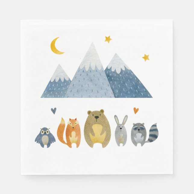 Woodland Adventure Night Sky Party Napkins Serviette (Vorderseite)