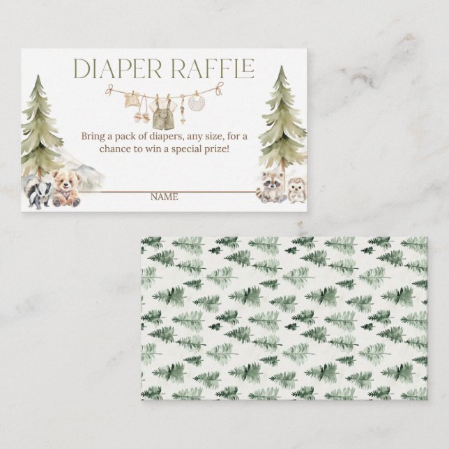 Woodland Adventure Oh Boy Baby Shower Diaper Begleitkarte (Vorne/Hinten)