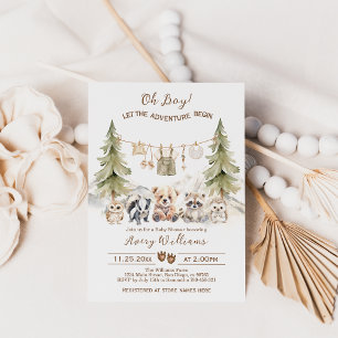 Woodland Adventure Oh Boy Baby shower Invitation