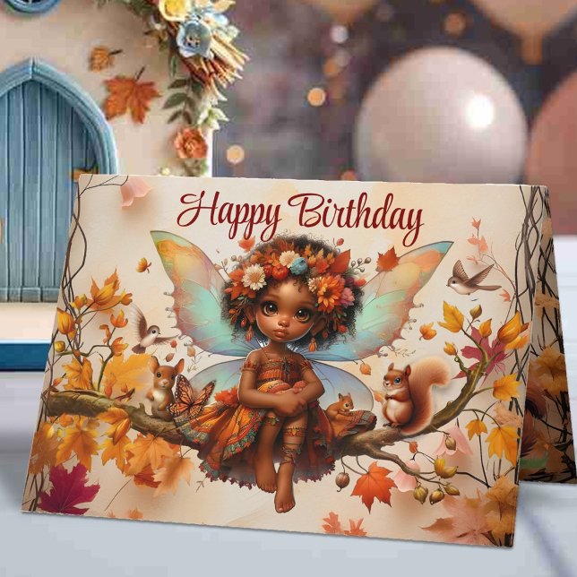 Woodland African Fairy Happy Birthday Karte (Von Creator hochgeladen)