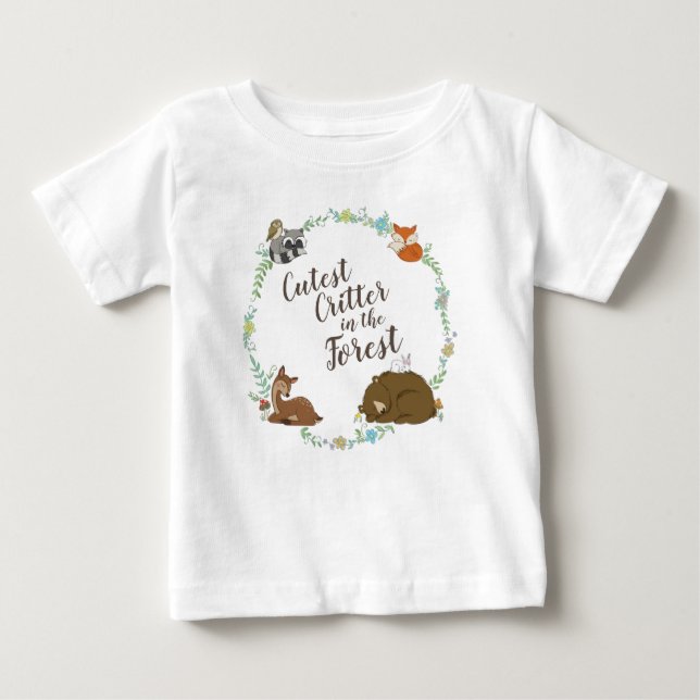 Woodland Animal Baby Dusche Baby T-shirt (Vorderseite)