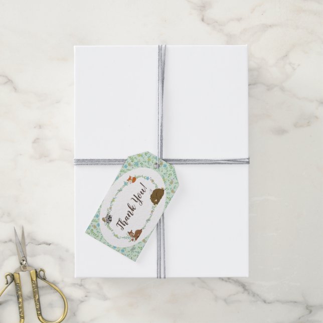 Woodland Animal Baby Dusche Geschenkanhänger (Mit Garn)