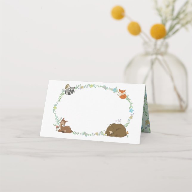 Woodland Animal Baby Dusche Platzkarte (Vorderseite)