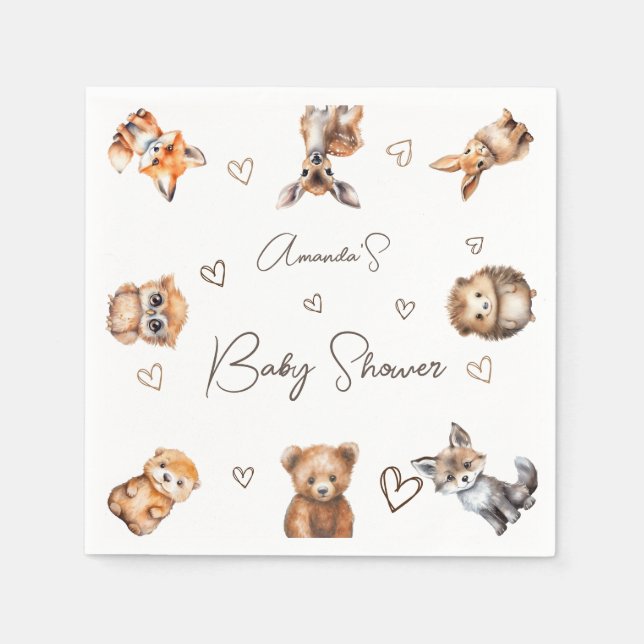 Woodland Animal Baby Dusche Serviette (Vorderseite)