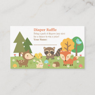 Woodland Animal Baby Dusche Windeln Raffle Tickets Begleitkarte