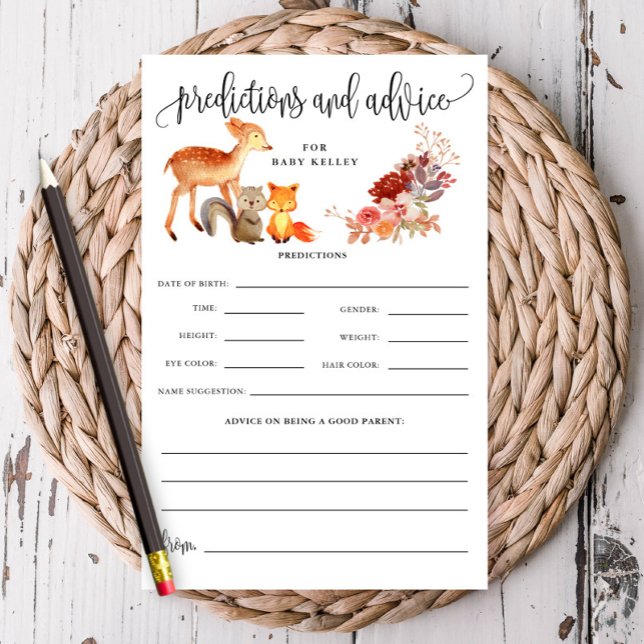 Woodland Animal Baby Predication/Ratgeber Paper Ca Flyer (Von Creator hochgeladen)