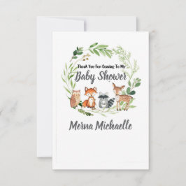 woodland animal  baby shower invitation dankeskarte