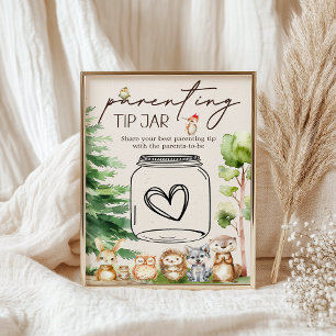 Woodland Animal Baby Shower Parentation Tipp Jar S Poster