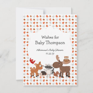 Woodland Animal Babydusche, Babywünsche Hinweiskarte