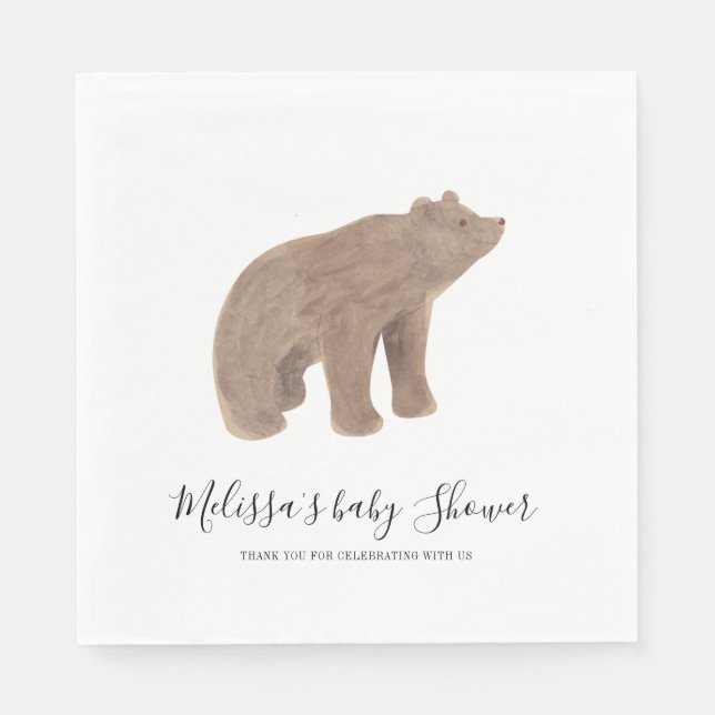 Woodland Animal Bear Baby Shooting Paper Serviette (Vorderseite)