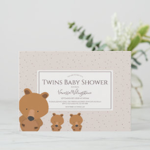 Woodland Animal Bear Twins Baby Dusche Einladung