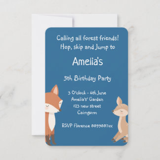  Woodland Animal Birthday Party Invitation
