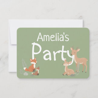  Woodland Animal Birthday Party Invitation