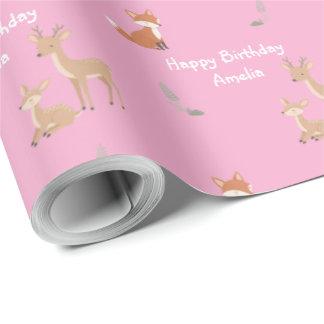  Woodland Animal Birthday Personalized  Geschenkpapier