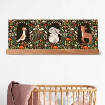 Woodland Animal Boho Floral Triptych