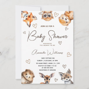 Woodland Animal Boy Girl Kinderdusche Einladung