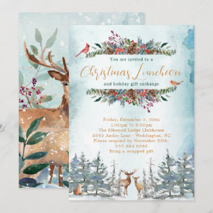 Woodland Animal Christmas Party Einladung