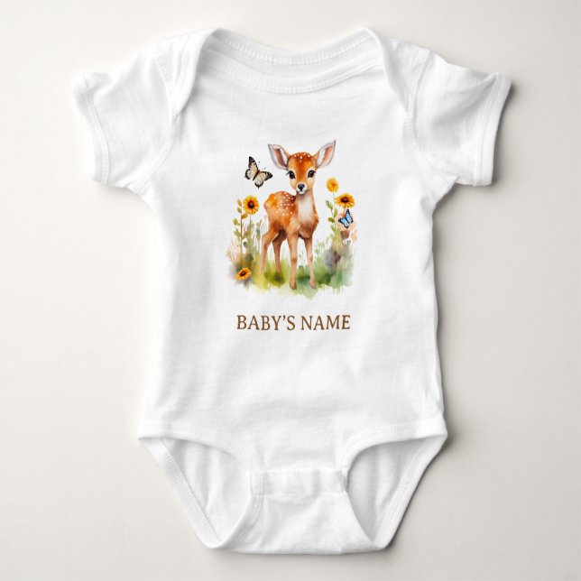 Woodland Animal Deer Baby Dusche Baby Strampler (Vorderseite)