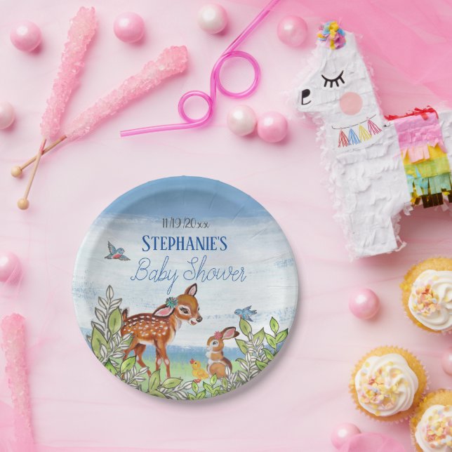 Woodland Animal Deer Bunny Duck Niedlich Baby Duck Pappteller (Party)