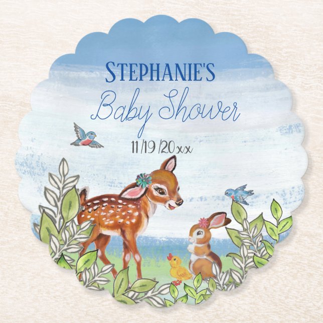 Woodland Animal Deer Bunny Duck Niedlich Baby Duck Untersetzer (Vorderseite)