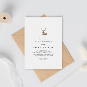 Woodland Animal Deer Minimalistisch Baby Dusche Einladung