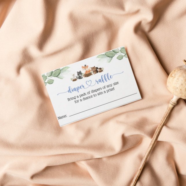 Woodland Animal Diaper Raffle Card Insert Visitenkarte (Von Creator hochgeladen)