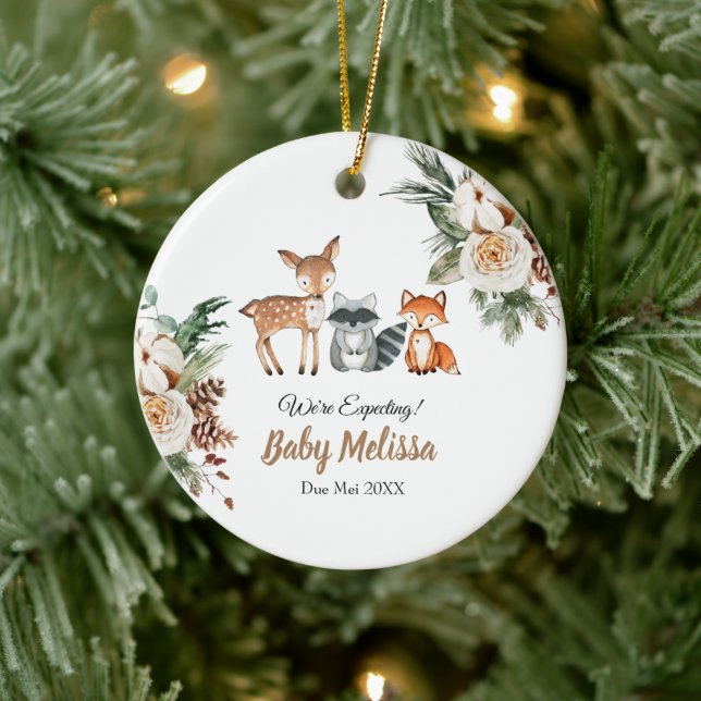 Woodland Animal erwarten wir Eltern Keramik Ornament (Baum)