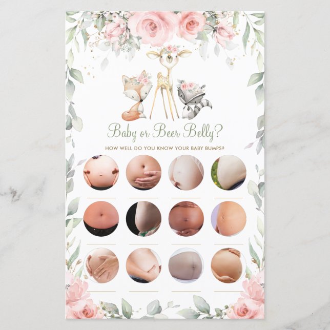 Woodland Animal Floral Baby oder Bierbauch Game (Vorderseite)