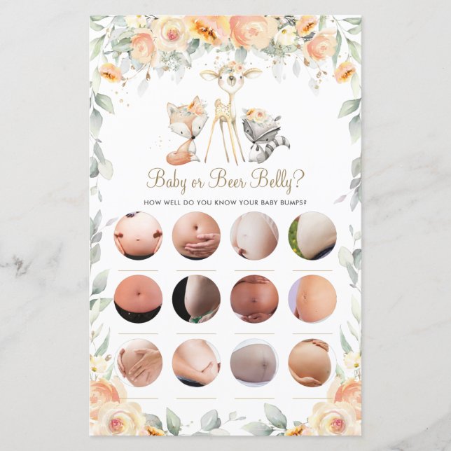 Woodland Animal Floral Baby oder Bierbauch Game (Vorderseite)