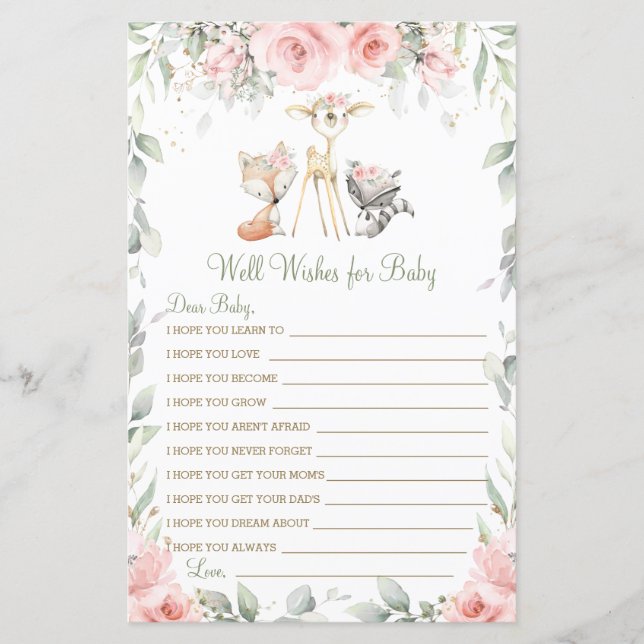 Woodland Animal Floral Well will baby (Vorderseite)