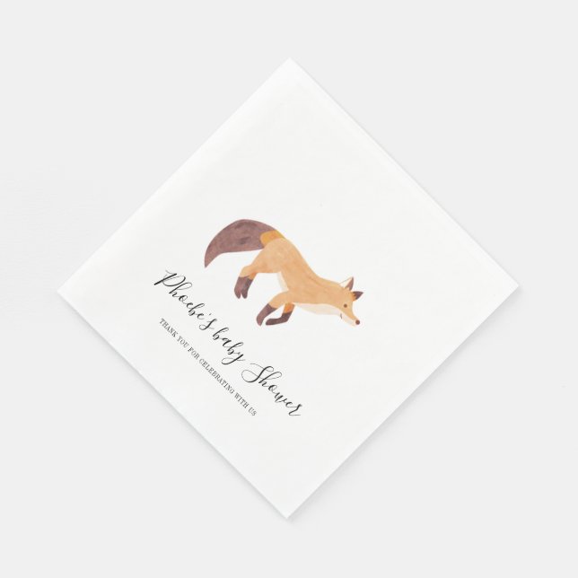 Woodland Animal Fox Babyduschpapier Serviette (Ecke)