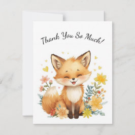 Woodland Animal Fox Kids Yellow Hearts Floral Mitteilungskarte