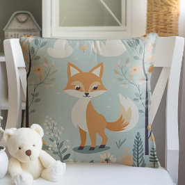 Woodland Animal Fox Themed, Blue Baby Boy Kinderzi Kissen