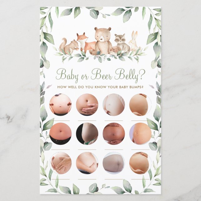 Woodland Animal Fun Shower Baby oder Bierbauch Gam (Vorderseite)