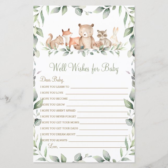 Woodland Animal Greenerenerity Well will for Baby  (Vorderseite)