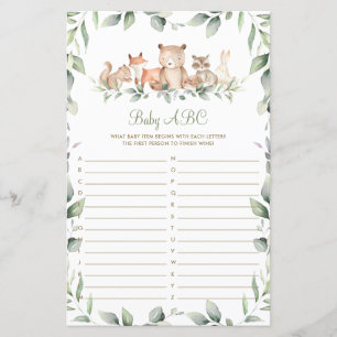 Woodland Animal Greenerenery Shower Baby ABC Game 