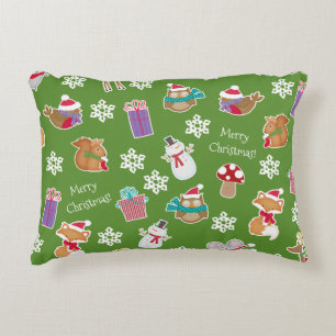 Woodland Animal Muster Grün Frohe Weihnachten Dekokissen