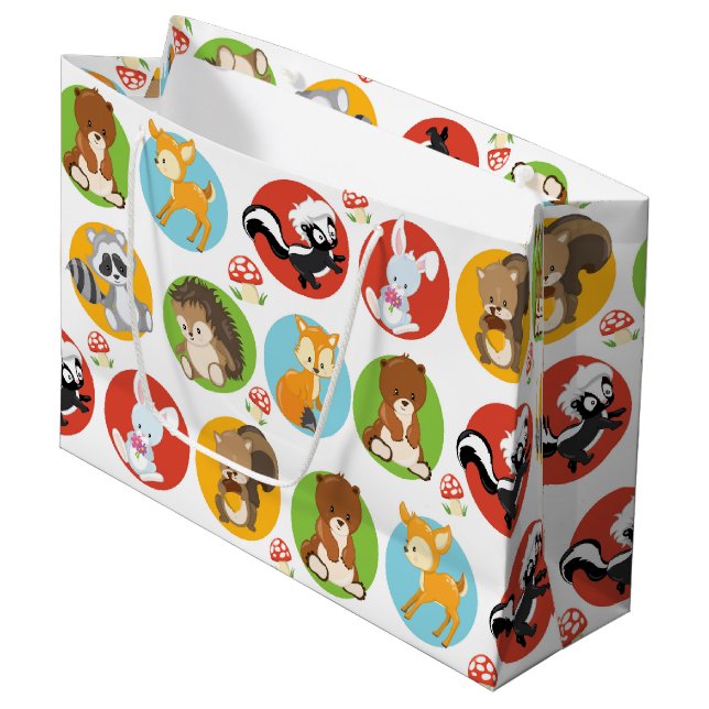 Woodland Animal Party große Geschenktüte (Vorderseite Schrägansicht)