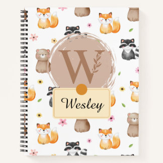 Woodland Animal Personalisiert - mit Buchstabe W b Notizbuch