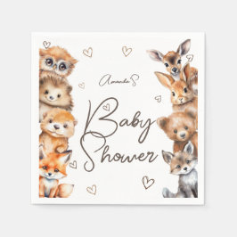 Woodland Animal Theme Kinderdusche Einladung Serviette