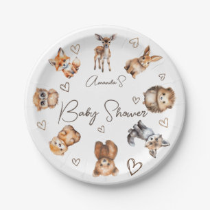 Woodland Animal Theme Kinderdusche Pappteller