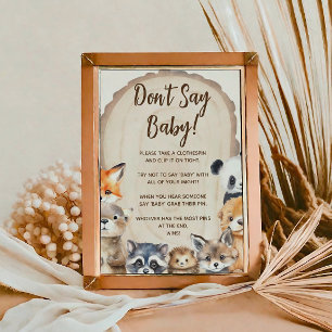 Woodland Animal Theme sagen nicht Baby Game Poster