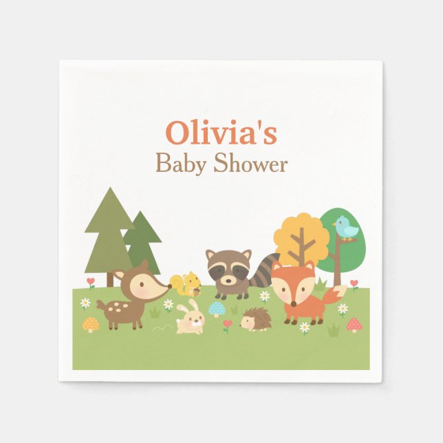 Woodland Animal Themed Baby Dusche Party Supplies Serviette (Vorderseite)